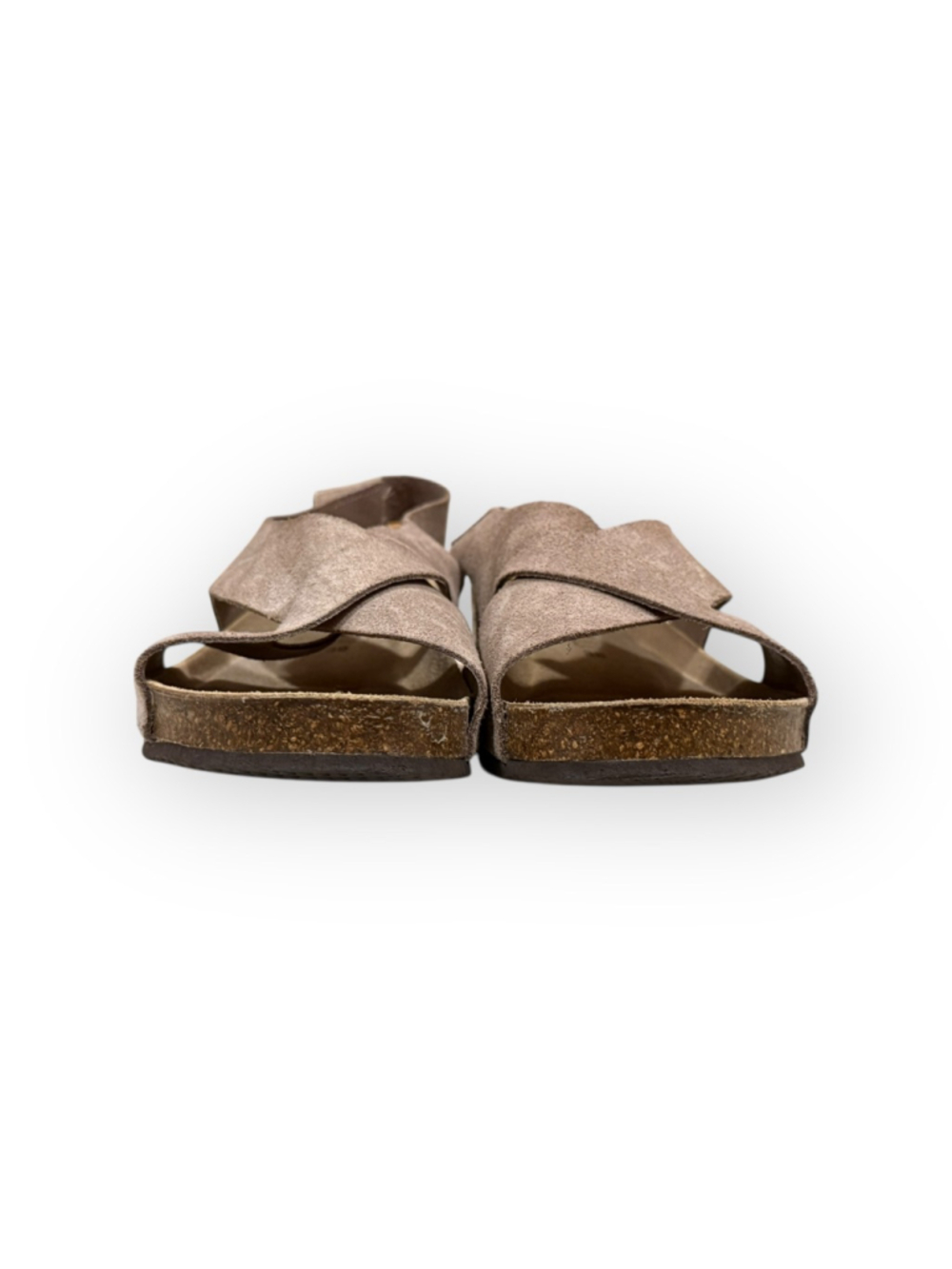 Autenti Leather Suede Slingback Cork Wedge Sandals Women's US 8–8.5 Taupe - Picture 4 of 7